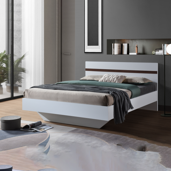 39666 BED 5 FT GV PG05BD 150X190CM 1/3 WHITE / HAZEL